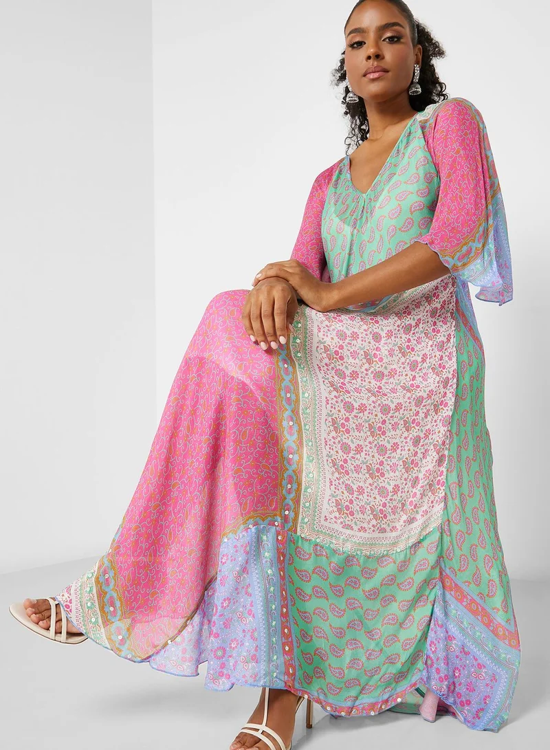 That’s My Gal Asymmetrical Hem Printed Dress With Inner