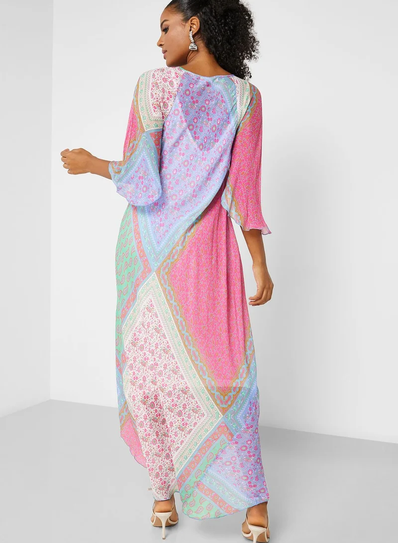 That’s My Gal Asymmetrical Hem Printed Dress With Inner