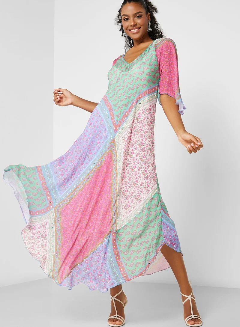 That’s My Gal Asymmetrical Hem Printed Dress With Inner