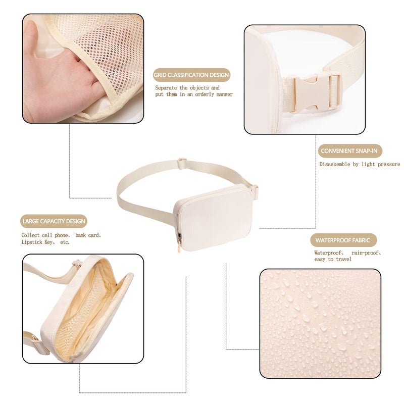 WITROMAN Belt bag Fanny pack crossbody bags for women Everywhere belt bag (ivory) - Image 4