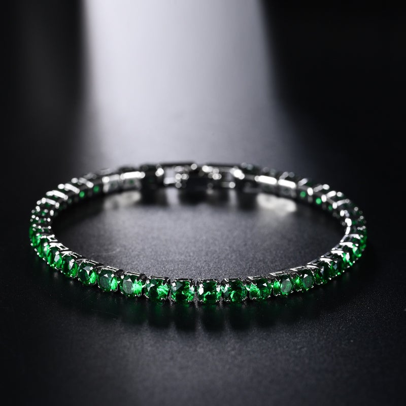 4.0 Zircon Full Diamond Tennis Bracelet for Women, Simple Geometric Style, Multi-Color