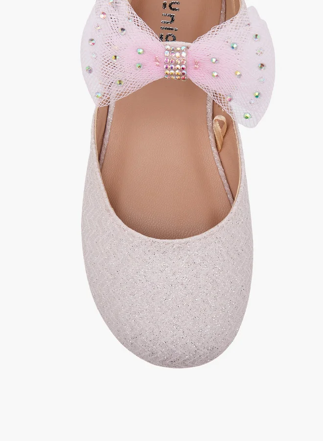 JUNIORS Girls Embellished Ballerina with Hook and Loop Closure