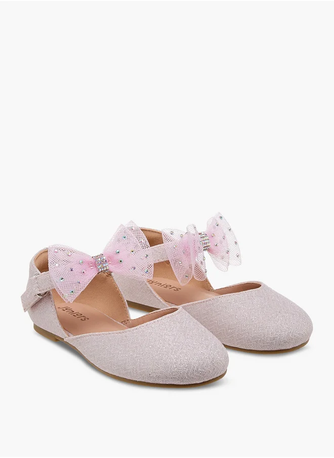 جونيورز Girls Embellished Ballerina with Hook and Loop Closure