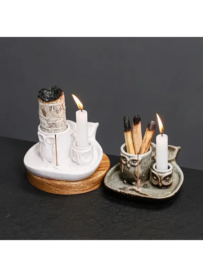 Nordic Style Ceramic Burner Tray Owl Candle Holder For Home Decor BC26 Model - Image 3