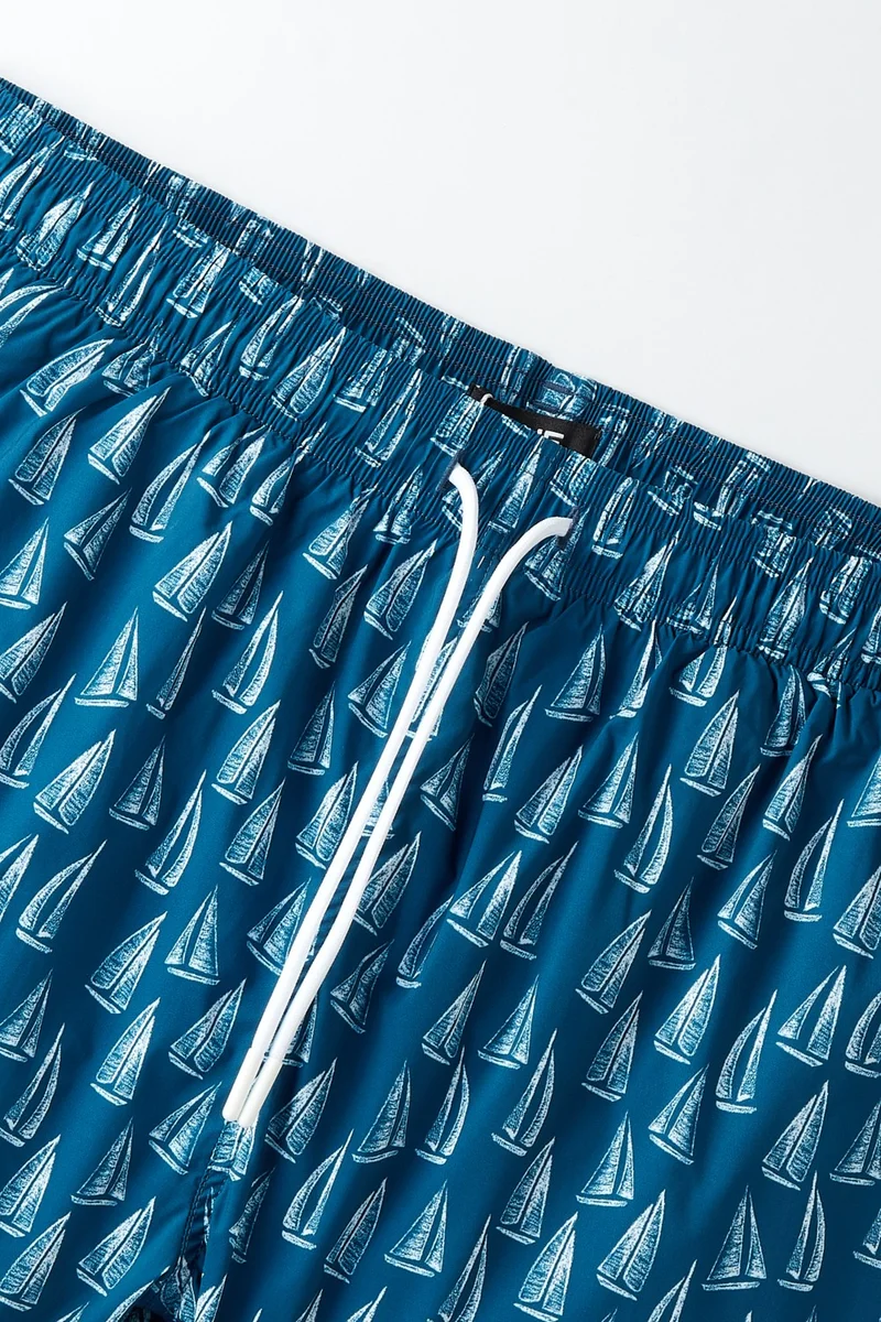 JUNE Men's Regular Fit Patterned Denim Shorts