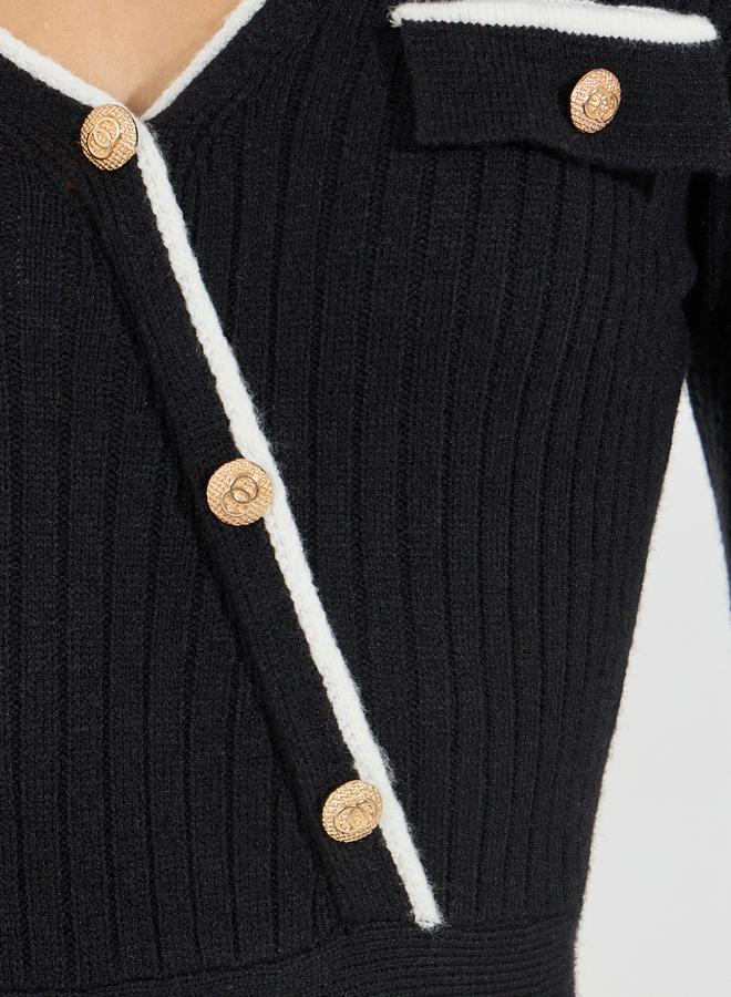 ستايلي فستان طويل محبوك بحواف غير متماثلة الطول - Image 3