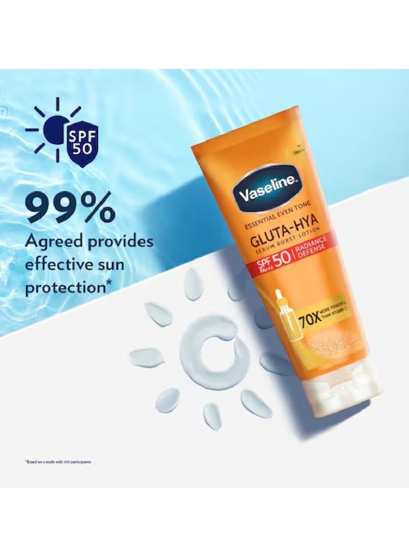 فازلين لوشن جلوتا هيا معزز بالسيروم مع عامل حماية من اشعة الشمس SPF50 لأقصى حماية وبشرة مشرقة - 180 مل - Image 5