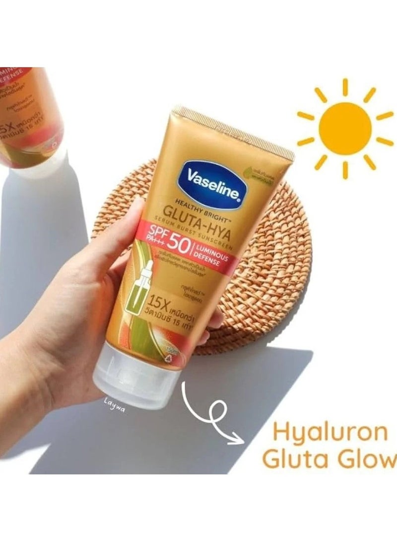 فازلين لوشن جلوتا هيا معزز بالسيروم مع عامل حماية من اشعة الشمس SPF50 لأقصى حماية وبشرة مشرقة - 180 مل - Image 4