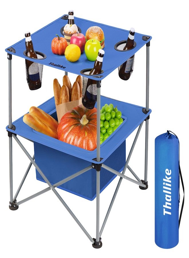 Thallike Portable Folding Camping Table Lightweight Outdoor Picnic Table with 4 Cup Holders & Storage Case Collapsible Tailgating Table for Camping Backyard Grill Outdoor Concerts - Image 1