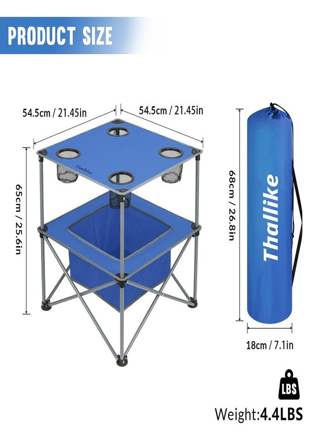 Thallike Portable Folding Camping Table Lightweight Outdoor Picnic Table with 4 Cup Holders & Storage Case Collapsible Tailgating Table for Camping Backyard Grill Outdoor Concerts - Image 3