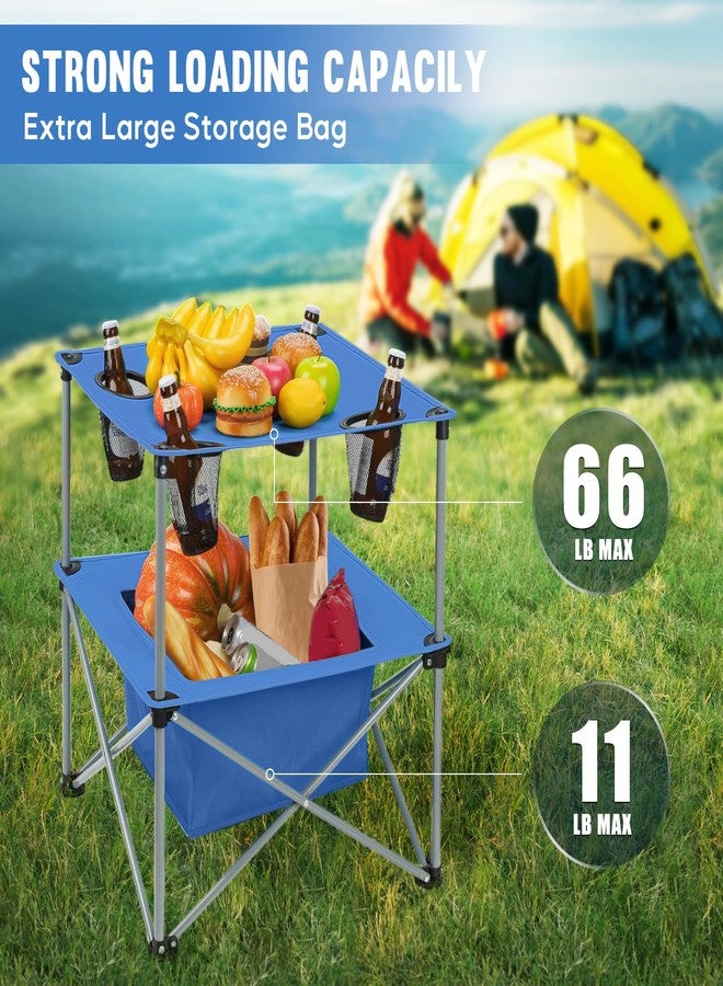 Thallike Portable Folding Camping Table Lightweight Outdoor Picnic Table with 4 Cup Holders & Storage Case Collapsible Tailgating Table for Camping Backyard Grill Outdoor Concerts - Image 2