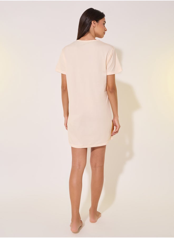 Take Two Graphic Print Round Neck Sleep T-Shirt Dress  - Image 5