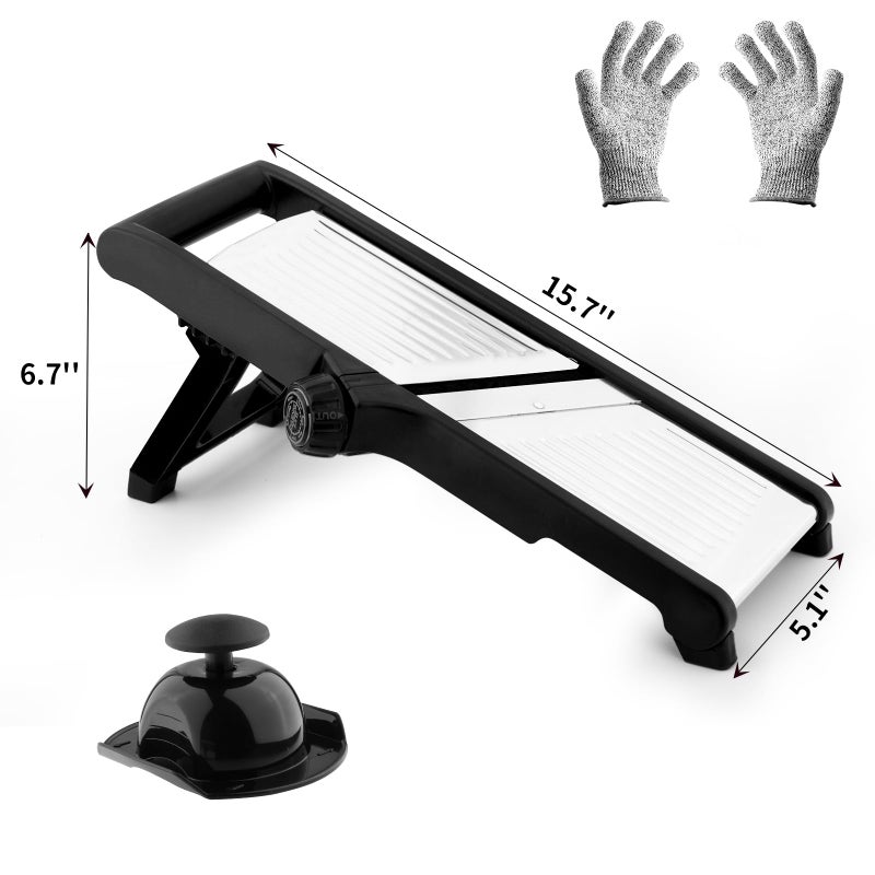 VEKAYA Mandoline Slicer for Kicthen,Adjustable Vegetable Slicer,Food Chopper,Potato Slicer,Mandolin,Tomato Slicer,Veggie Cutter,Stainless Steel Professional with Safety Gloves - Image 4