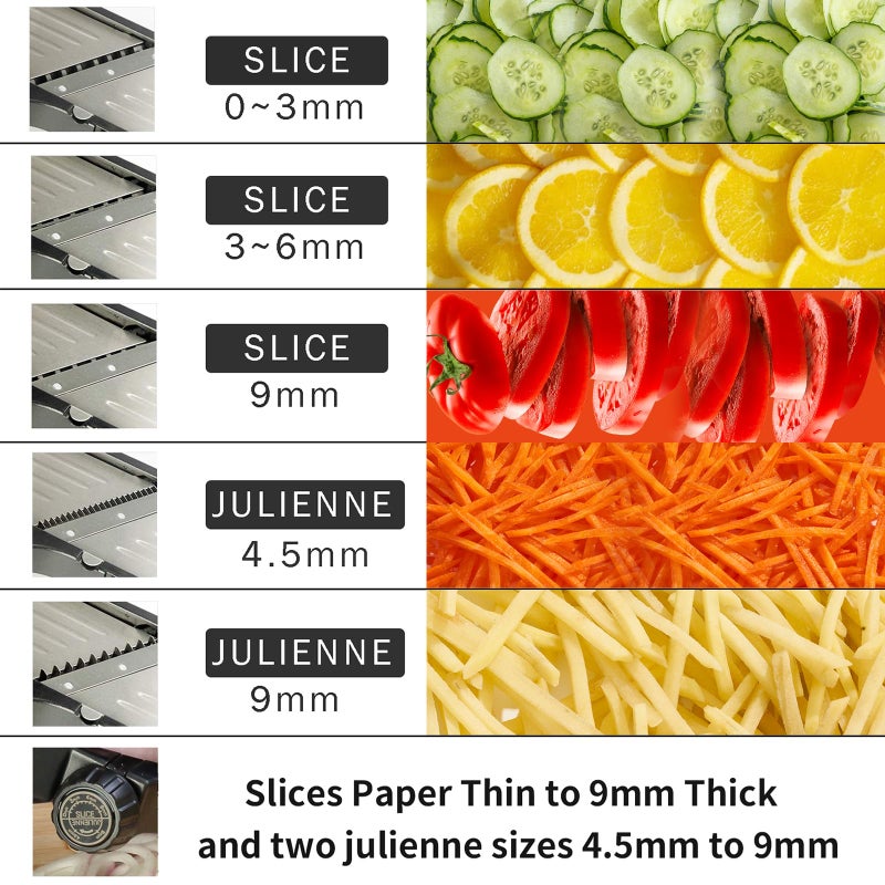 VEKAYA Mandoline Slicer for Kicthen,Adjustable Vegetable Slicer,Food Chopper,Potato Slicer,Mandolin,Tomato Slicer,Veggie Cutter,Stainless Steel Professional with Safety Gloves - Image 2