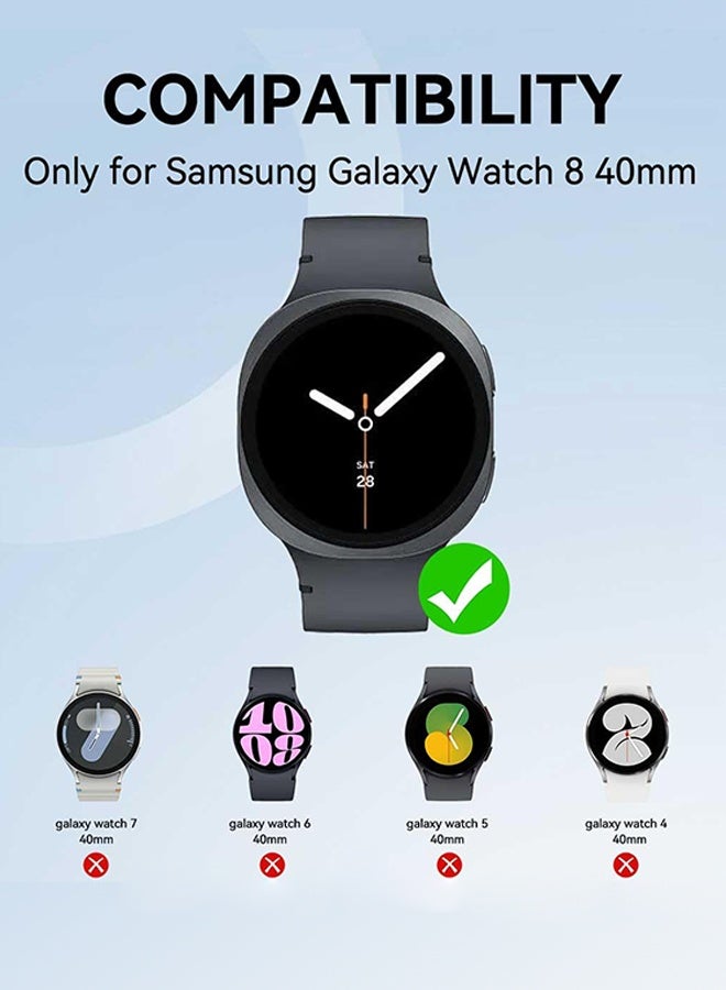 بشكل مختصر [2 قطعة] حامي شاشة زجاجي مقوى 9H مع إطار محاذاة التثبيت لساعة سامسونج جالاكسي واتش 8 مقاس 40 ملم، غطاء زجاجي كامل شفاف مُصمم لإصدار ساعة سامسونج واتش 8 40 ملم (2025) - Image 2