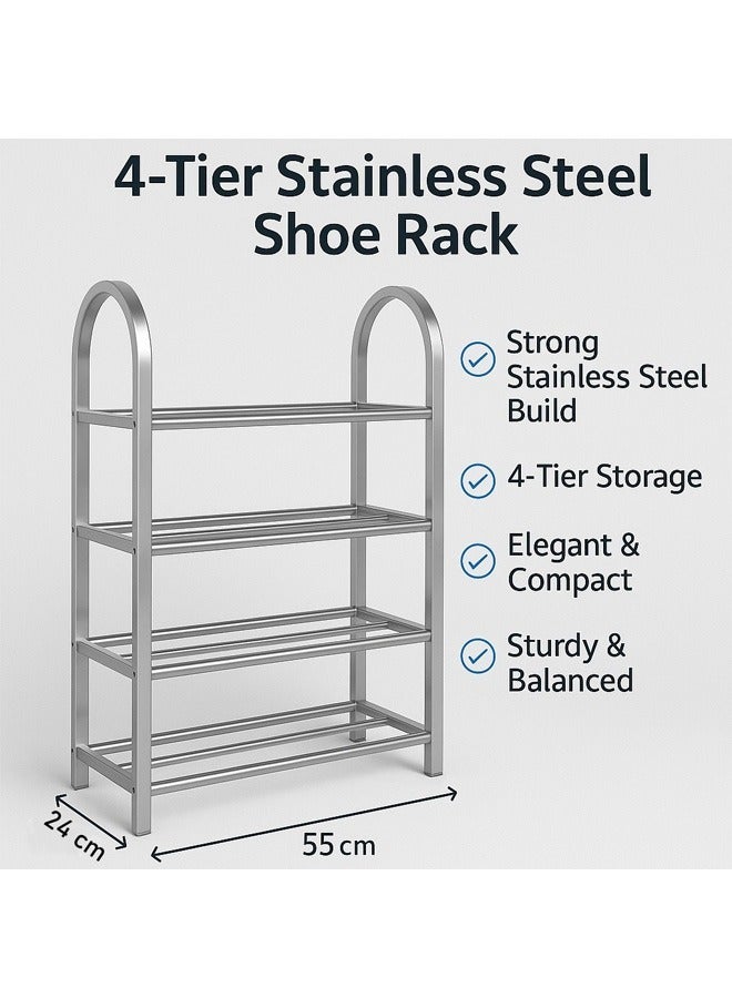 FUMES 4-Tier Stainless Steel Shoe Rack – Durable & Space-Saving Organizer for Shoes Entryway and Closet - Image 5