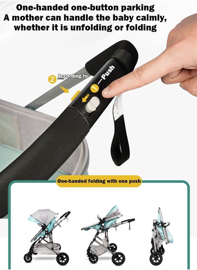 Generic - Lightweight Baby Stroller with Sitting and Lying Function, Shock-Absorbing, Carbon Steel Frame, One-Button Folding – Perfect for Newborns and Toddlers (0-4 Years) - Image 1