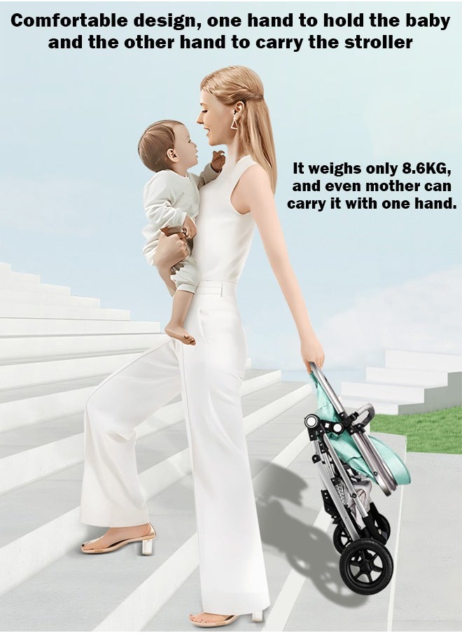 Generic - Lightweight Baby Stroller with Sitting and Lying Function, Shock-Absorbing, Carbon Steel Frame, One-Button Folding – Perfect for Newborns and Toddlers (0-4 Years) - Image 1