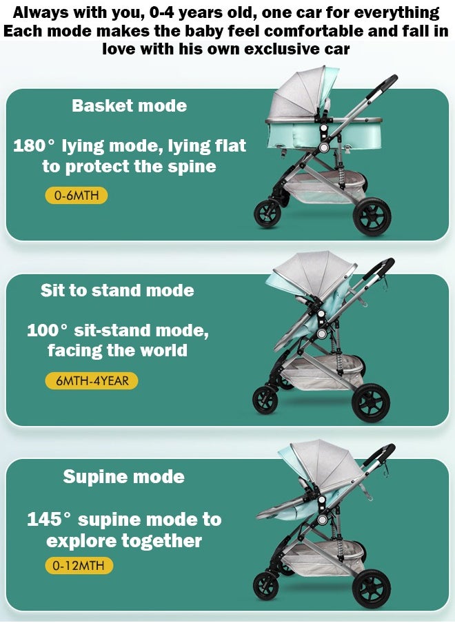 Generic - Lightweight Baby Stroller with Sitting and Lying Function, Shock-Absorbing, Carbon Steel Frame, One-Button Folding – Perfect for Newborns and Toddlers (0-4 Years) - Image 1