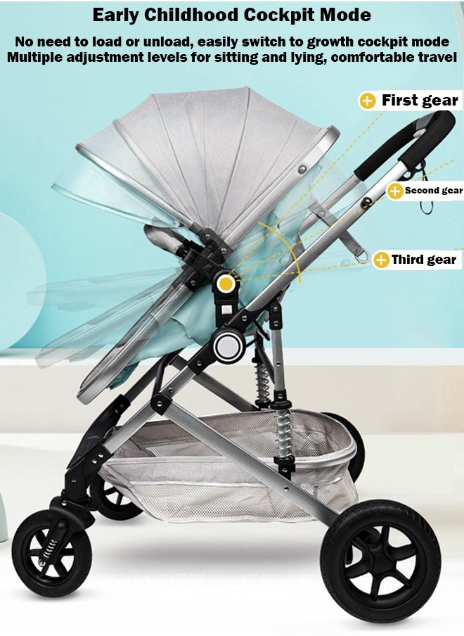Generic - Lightweight Baby Stroller with Sitting and Lying Function, Shock-Absorbing, Carbon Steel Frame, One-Button Folding – Perfect for Newborns and Toddlers (0-4 Years) - Image 1