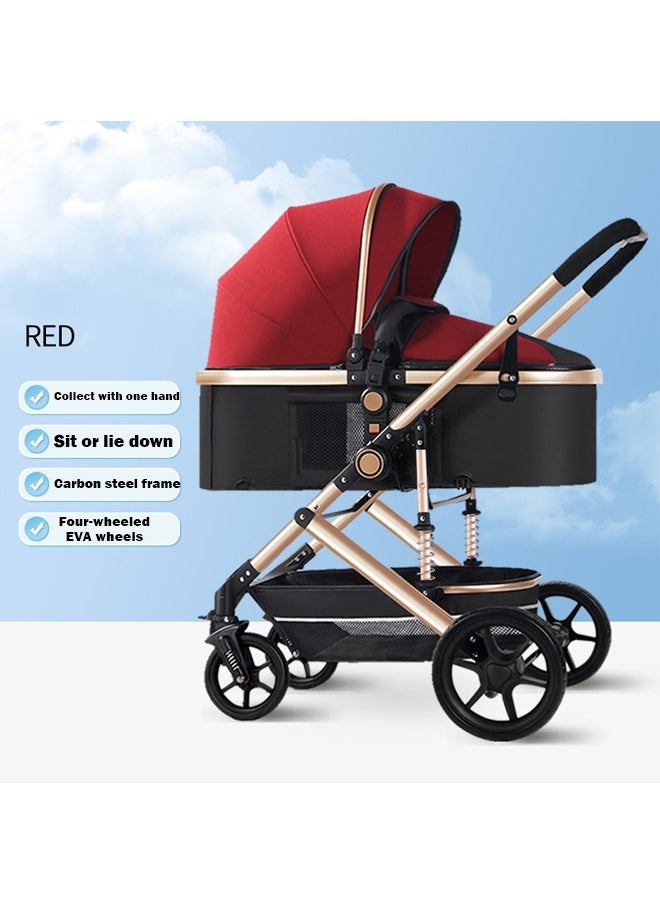 Generic - Lightweight Baby Stroller with Sitting and Lying Function, Shock-Absorbing, Carbon Steel Frame, One-Button Folding – Perfect for Newborns and Toddlers (0-4 Years) - Image 1