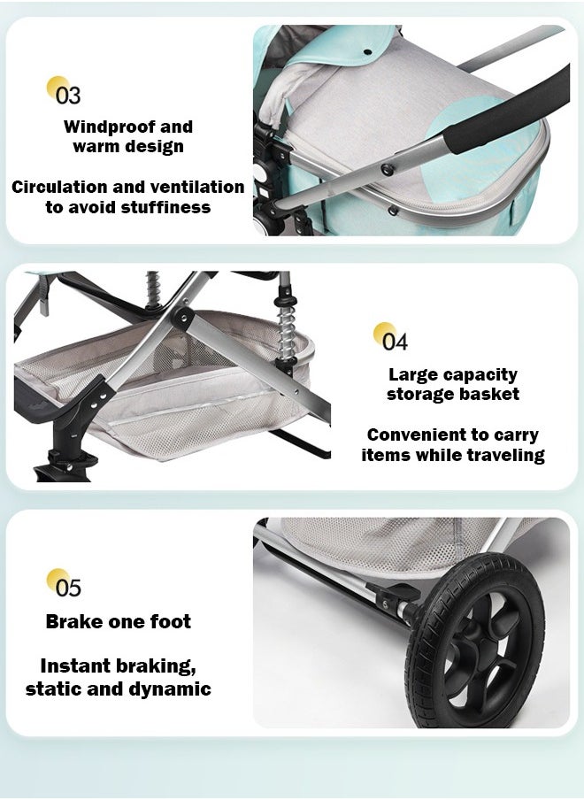 Generic - Lightweight Baby Stroller with Sitting and Lying Function, Shock-Absorbing, Carbon Steel Frame, One-Button Folding – Perfect for Newborns and Toddlers (0-4 Years) - Image 1