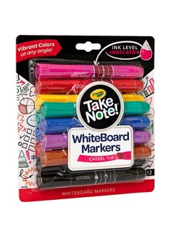 Crayola Take Note Dry Erase Markers, Chisel Tip, 12 Count  - Image 1