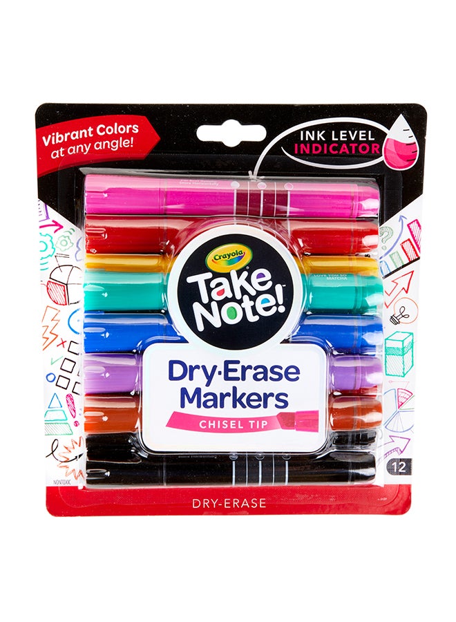 Crayola أقلام تحديد جافة قابلة للمسح، طرف مشطوف، 12 قطعة - Image 3