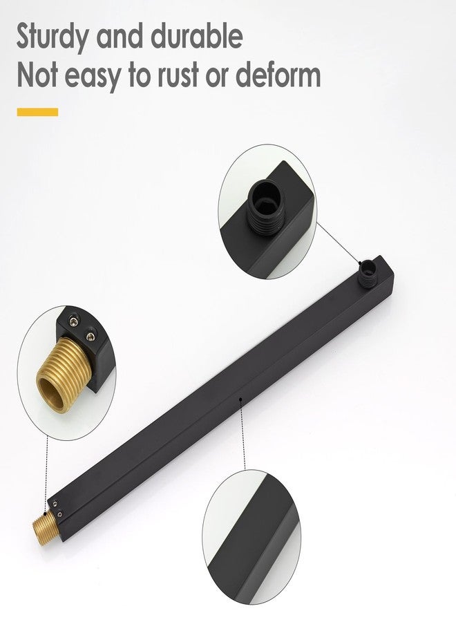 BESy ذراع دش BESy مع شفة، ذراع مربع إضافي ثابت للتثبيت على الحائط، أسود غير لامع، 16 بوصة، ذراع رأس دش مثبت على الحائط من الفولاذ المقاوم للصدأ - Image 4