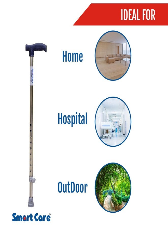 SMARTCARE Smart Care Walking Stick Height Adjustable Strong and Durable Anti-slip Lightweight, Adjustable Walking Cane, Hand Stick for Old People & Adults Men and Women for Balancing Mobility Aid T Handle - 930 SS - Image 3