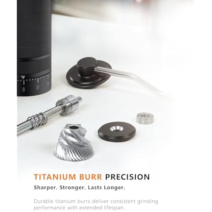 macnoa Macgrind Craft Manual Coffee Grinder With 60 Grind Settings  Titanium Burr Hand Grinder With Chestnut Handle Lightweight And Portable For Espresso French Press And Pour Over - Image 4