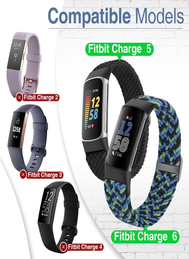 Acortjl Braided Watch Bands Compatible with Fitbit Charge 6/Fitbit Charge 5 for Women Men, Elastic Adjustable Solo Loop Stretchy Nylon Woven Replacement Wristbands for Fitbit Charge 6/Fitbit Charge 5 - Image 2