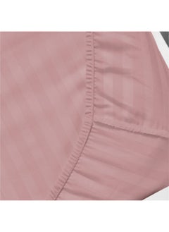 Rest Stripe Fitted Sheet Set Superking 200X 200+30 Cm + 2 Pillowcases 50 X 75 Cm Brushed Microfiber Premium Durable Quality Deep Pocket For A Perfect Fit Shrinkage Fade Resistant Peach  - Image 3
