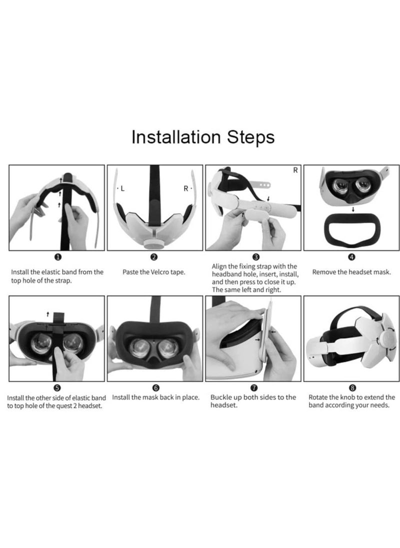 Y&D - Adjustable Headband Compatible for Meta Quest 2, Oculus 2 with Head Cushion, Replacement Elite Strap Comfortable Protective Reduce Pressure - White - Image 1
