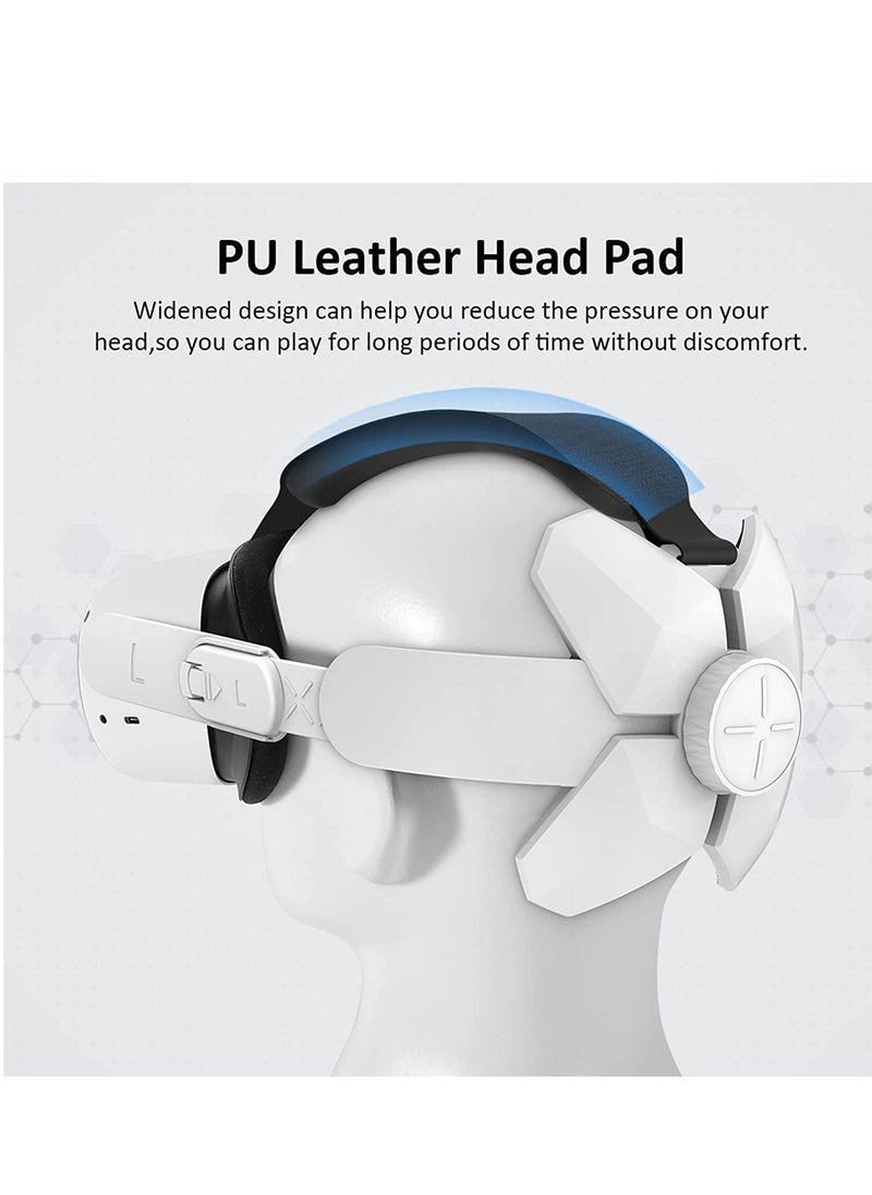 Y&D - Adjustable Headband Compatible for Meta Quest 2, Oculus 2 with Head Cushion, Replacement Elite Strap Comfortable Protective Reduce Pressure - White - Image 1
