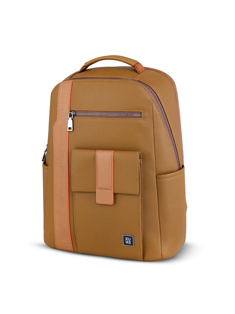 EUME Nexa Backpack Bag for Man, Rustic Brown | 2 Large Compartment Office Laptop Backpack | Fits Up to 15.6" Laptop | Vegan Leather | Travel Bag | Laptop Backpack for Men and Women - Image 1