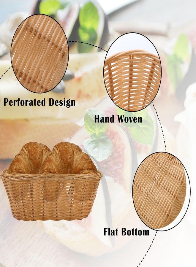Nexboraque 12 Pack Plastic Oval Basket, Empty Bread Basket 10 x 6.25 x 3 Inch Food Storage Basket Bulk, Plastic Wicker Baskets Bin for Kitchen Serving, Centerpiece Display, Christmas Gifts, Brown - Image 3