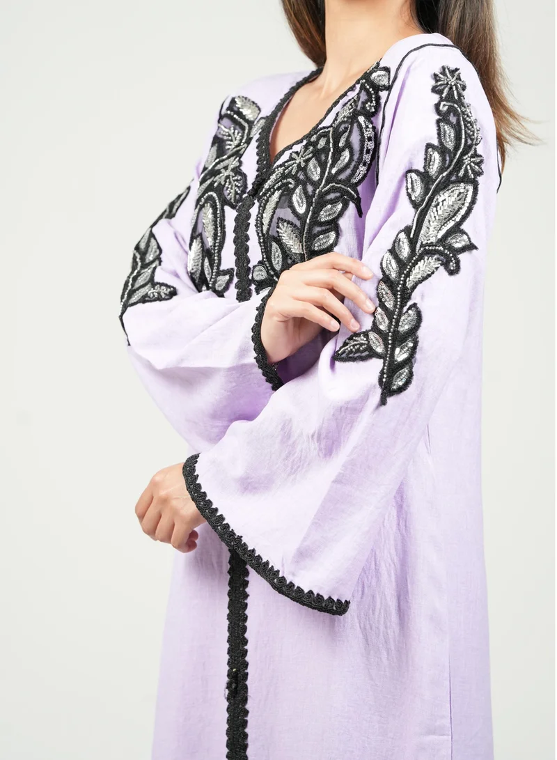 AL BENT AL SHARQIEH purple embroidred jalabiya dress  | Best Price UAE