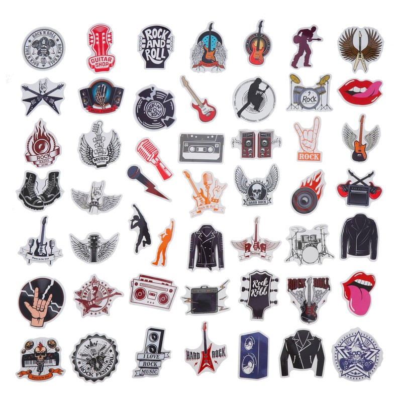 Cleverplay 100 Pack Rock and Roll Stickers, Rock Star Party Favors, Birthday Decorations - Image 2