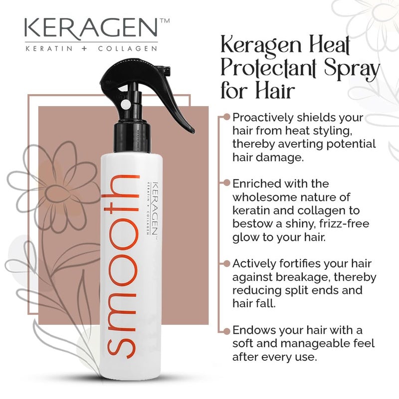 KERAGEN Heat Protectant Spray for Hair, 8 Oz â€“ Thermal Styling for All Hair â€“ Shiny, Frizz-Free Finish â€“ Keratin, Collagen - Image 4
