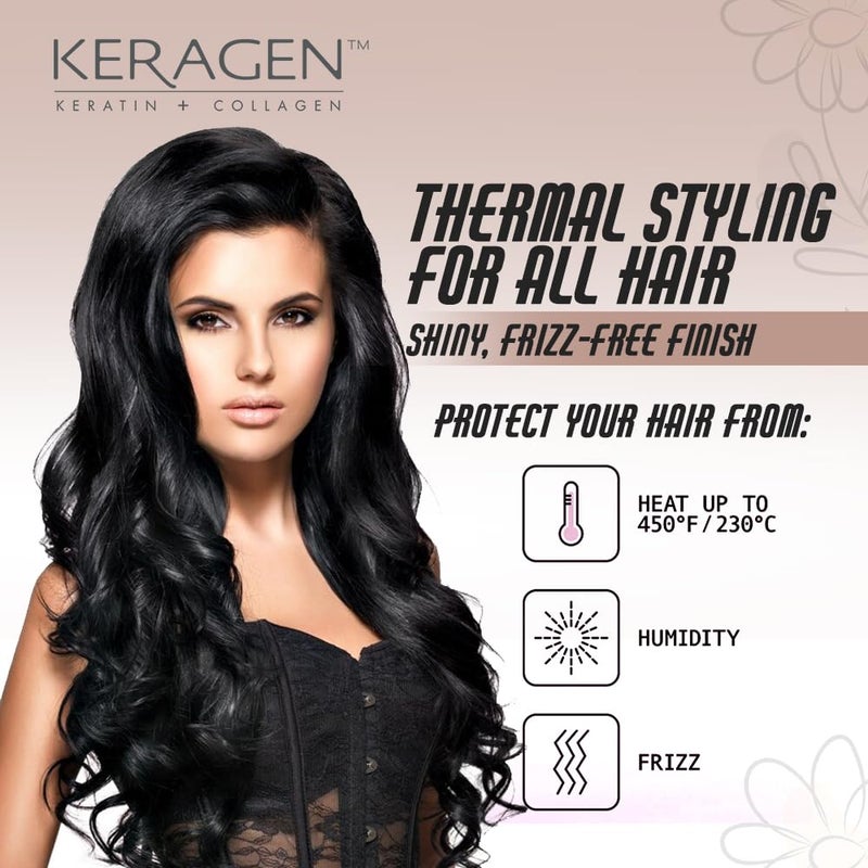 KERAGEN Heat Protectant Spray for Hair, 8 Oz â€“ Thermal Styling for All Hair â€“ Shiny, Frizz-Free Finish â€“ Keratin, Collagen - Image 5