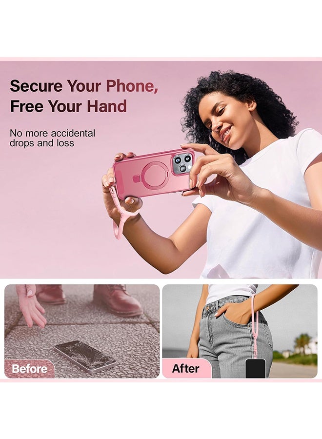 Wffo Phone Wrist Strap - Universal Adjustable Hand Wrist Strap Lanyard for iPhone 17 and Most Smartphones, Multifunctional Patch Lanyard with Phone Tether Tab for Women and Men - Pink - Image 3
