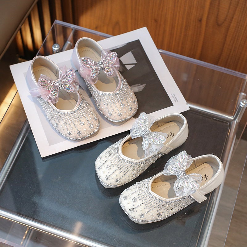 Girls' New Princess Shoes Korean Style Small Leather Shoes Soft Sole Non-Slip Single Shoes Square Mouth Shoes With Cute Bow - Image 3