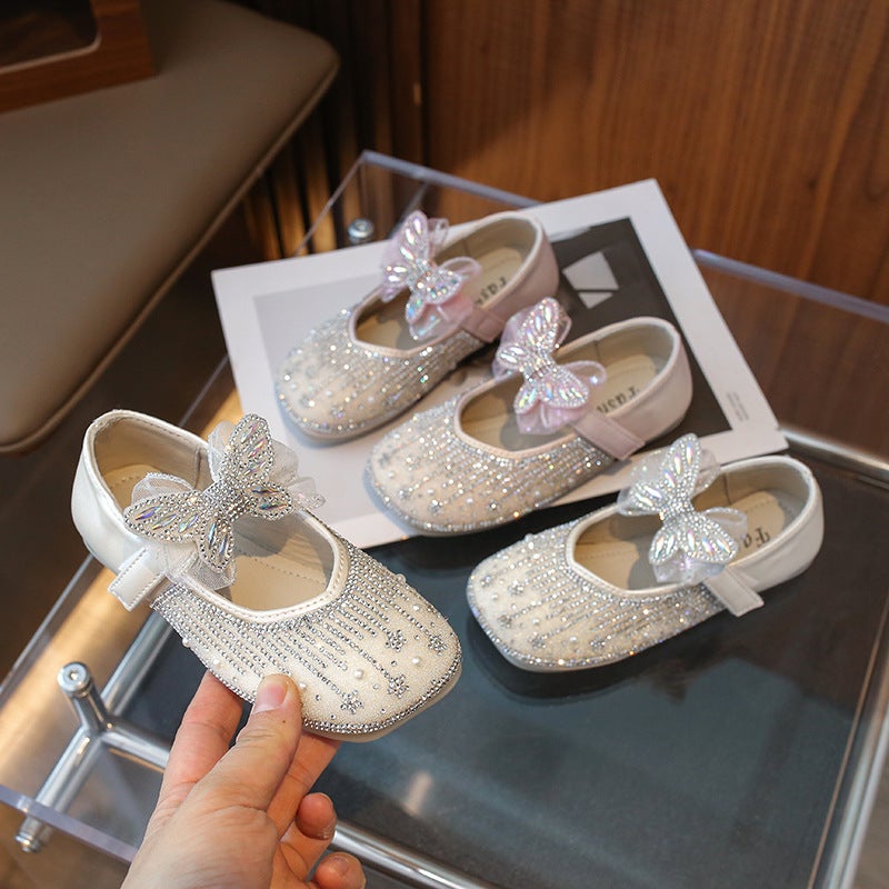 Girls' New Princess Shoes Korean Style Small Leather Shoes Soft Sole Non-Slip Single Shoes Square Mouth Shoes With Cute Bow - Image 2