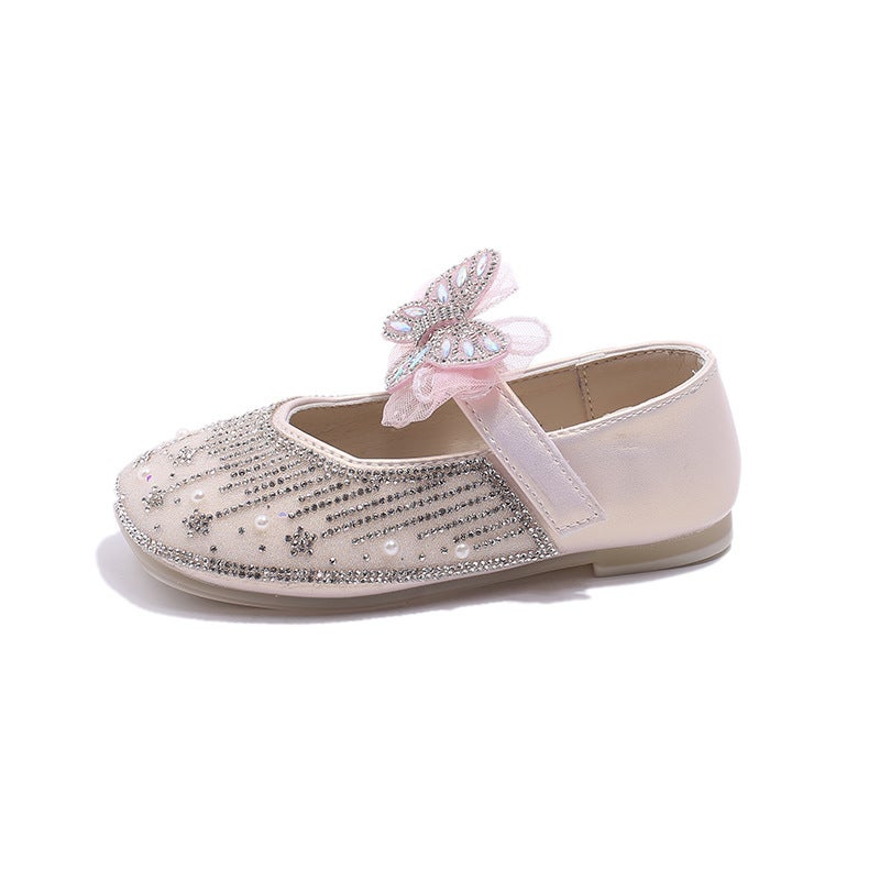Girls' New Princess Shoes Korean Style Small Leather Shoes Soft Sole Non-Slip Single Shoes Square Mouth Shoes With Cute Bow - Image 1