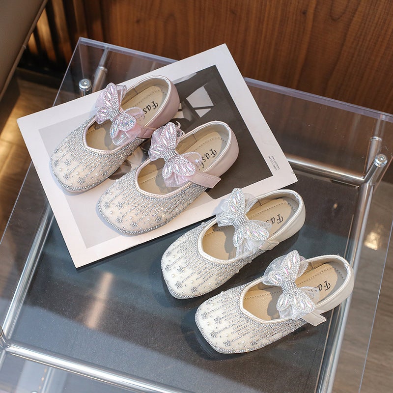 Girls' New Princess Shoes Korean Style Small Leather Shoes Soft Sole Non-Slip Single Shoes Square Mouth Shoes With Cute Bow - Image 4
