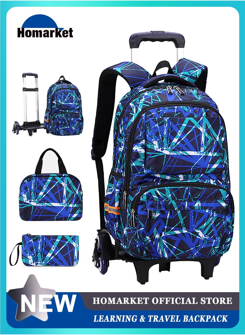 HomarKet - Kids Rolling Backpacks Galaxy Printed Trolley School Bags Set Large Capacity Wheeled Kids' Luggage Bag for Elementary Boys Girls Schoolbag with Lunch Bag and Pencil Case - Image 1