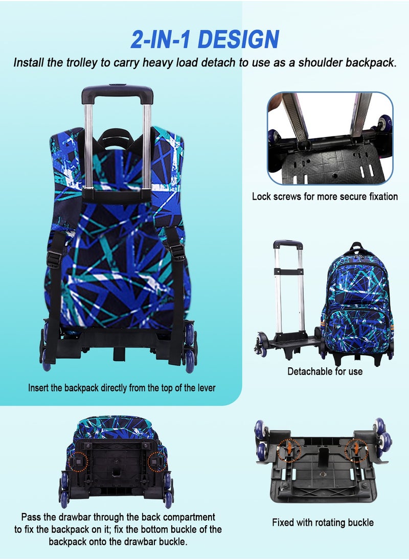 HomarKet - Kids Rolling Backpacks Galaxy Printed Trolley School Bags Set Large Capacity Wheeled Kids' Luggage Bag for Elementary Boys Girls Schoolbag with Lunch Bag and Pencil Case - Image 1