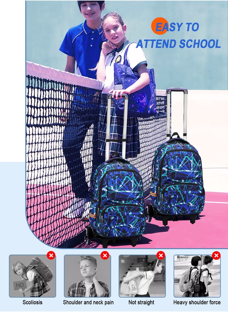 HomarKet - Kids Rolling Backpacks Galaxy Printed Trolley School Bags Set Large Capacity Wheeled Kids' Luggage Bag for Elementary Boys Girls Schoolbag with Lunch Bag and Pencil Case - Image 1