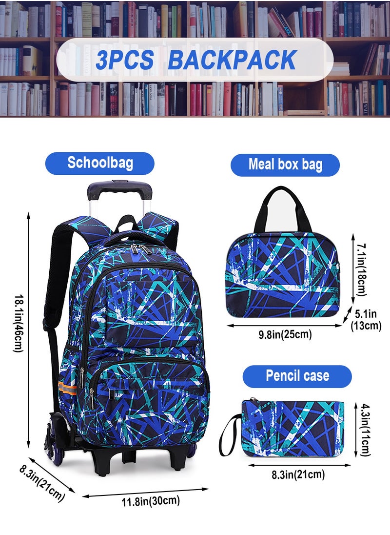 HomarKet - Kids Rolling Backpacks Galaxy Printed Trolley School Bags Set Large Capacity Wheeled Kids' Luggage Bag for Elementary Boys Girls Schoolbag with Lunch Bag and Pencil Case - Image 1